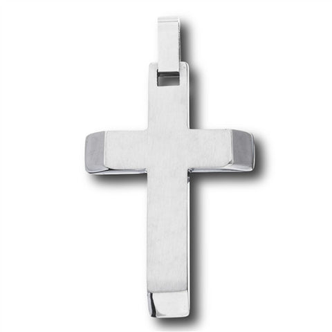 Stainless Steel Cross Pendant with Beveled High Polish Ends