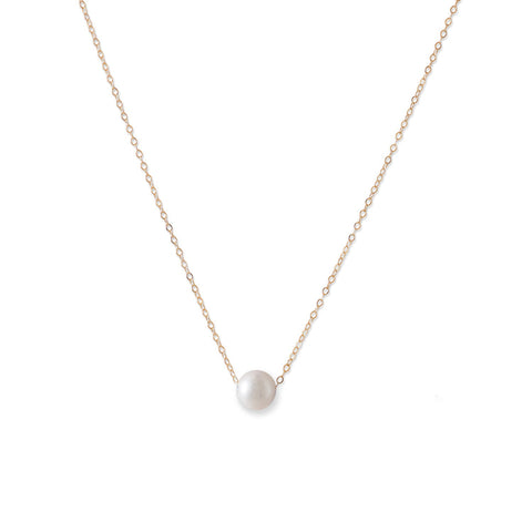 14 Karat Gold Necklace with Cultured Freshwater Floating Pearl