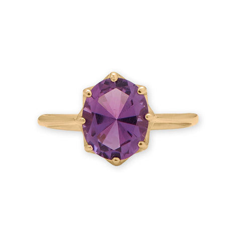 14 Karat Gold Precision Cut Amethyst Ring