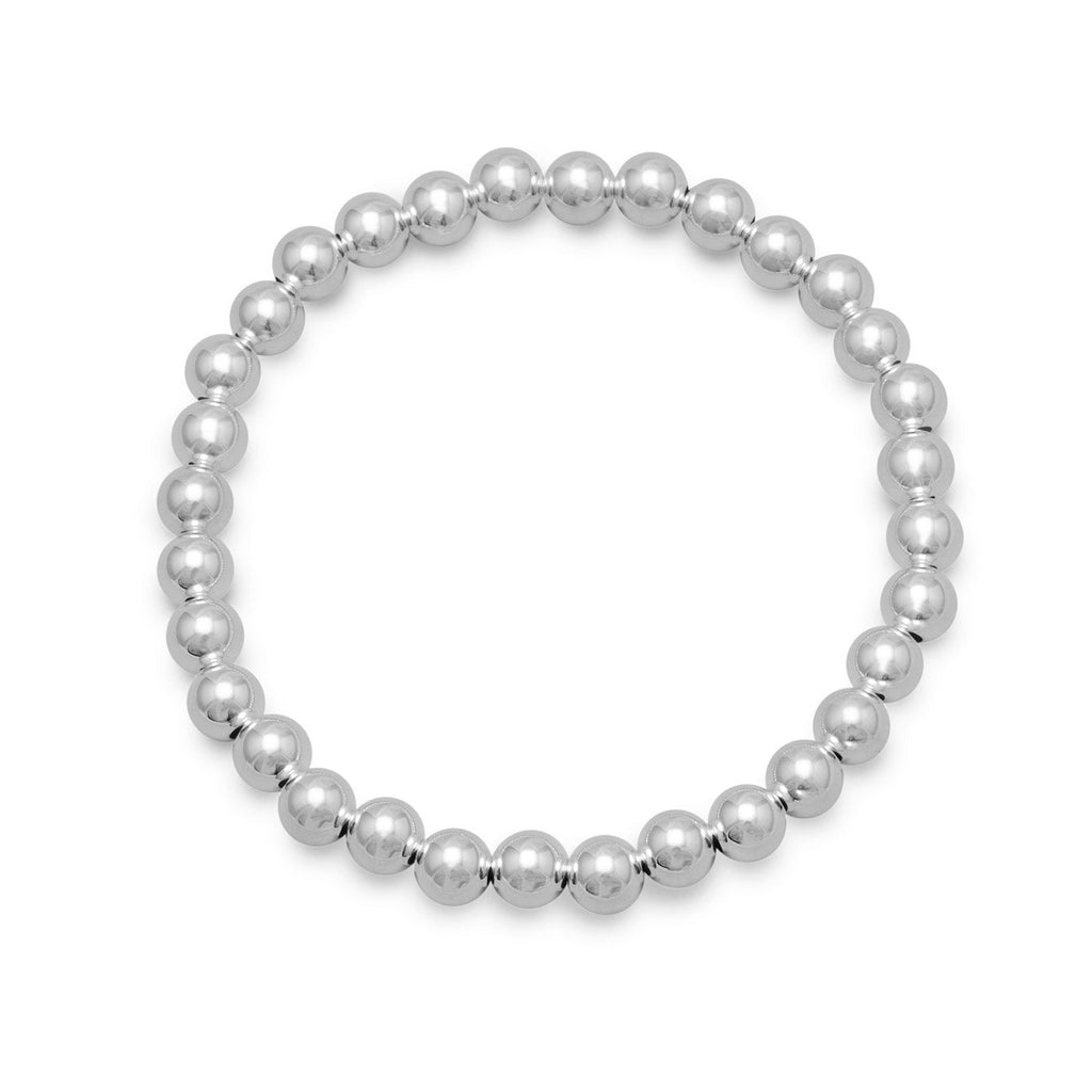 7" 6mm Silver Bead Stretch Bracelet