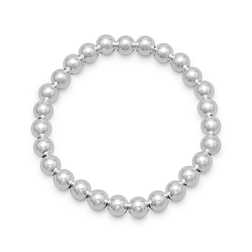 7" 7mm Silver Bead Stretch Bracelet