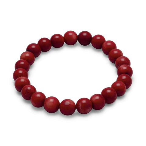 Dyed Red Coral Bead Stretch Bracelet