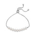 Rhodium Plated Cultured Freshwater Pearl Bolo Bracelet