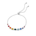 Rhodium Plated Crystal Rainbow Bolo Bracelet