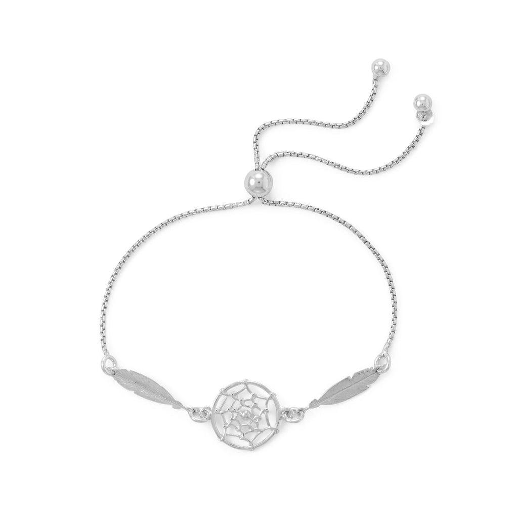 Rhodium Plated Dream Catcher Bolo Bracelet