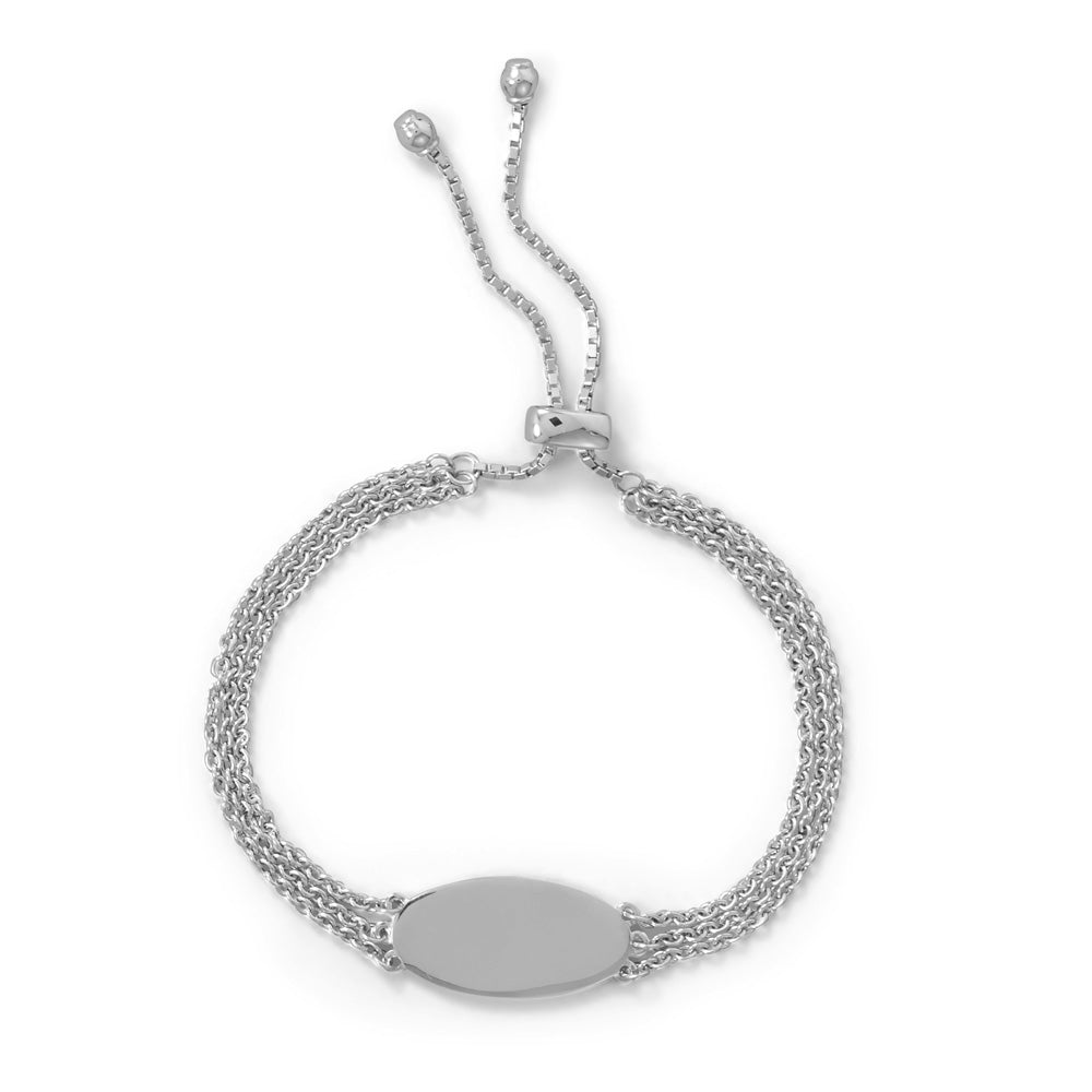 3 Strand Rhodium Plated Engravable Bolo Bracelet