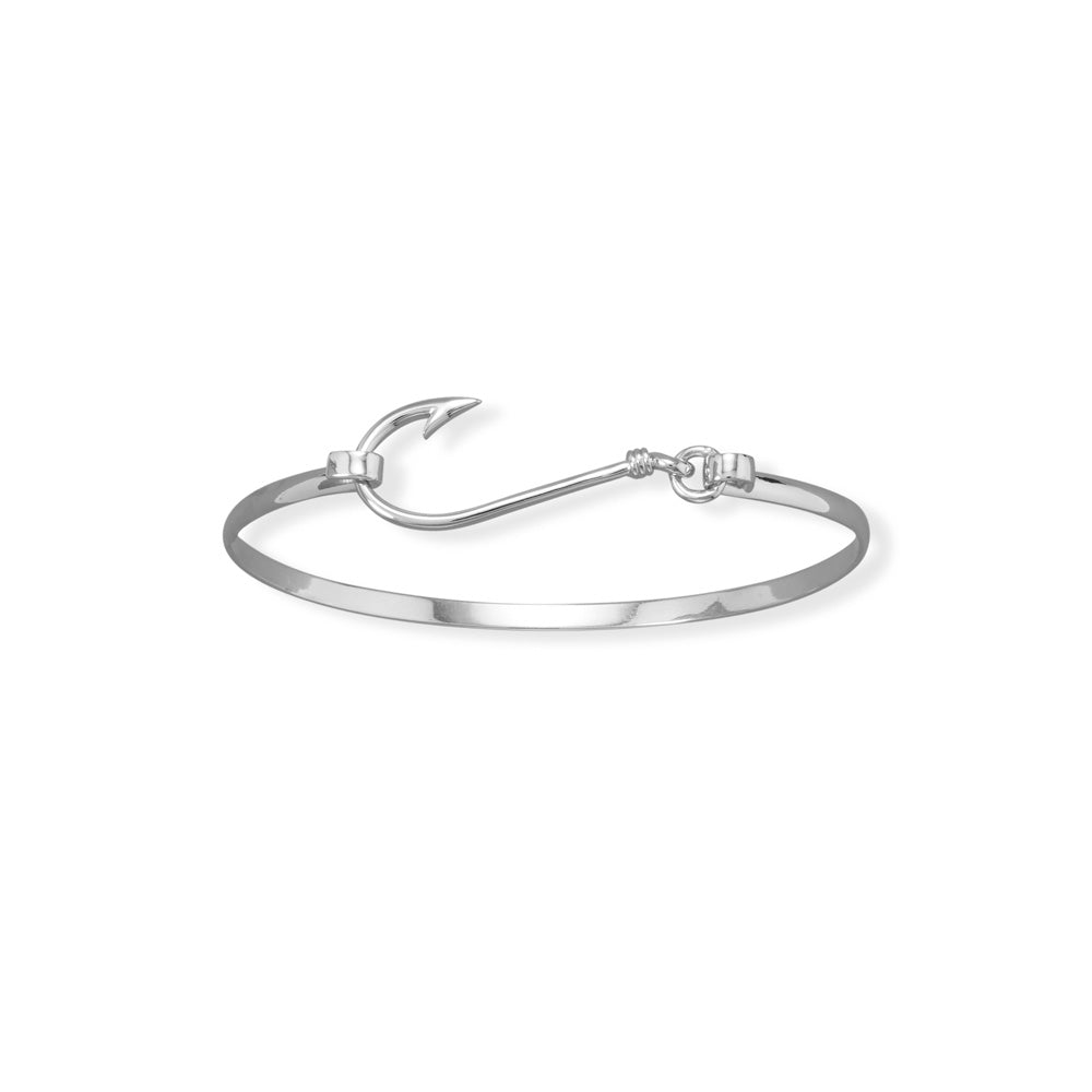 Rhodium Plated Fish Hook Bangle