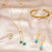 14 Karat Gold Plated Long Hammered Aqua Chalcedony Earrings