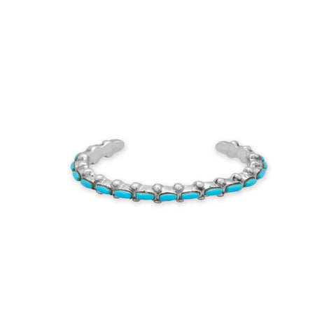 Handmade Junior's Oval Turquoise Cuff Bracelet