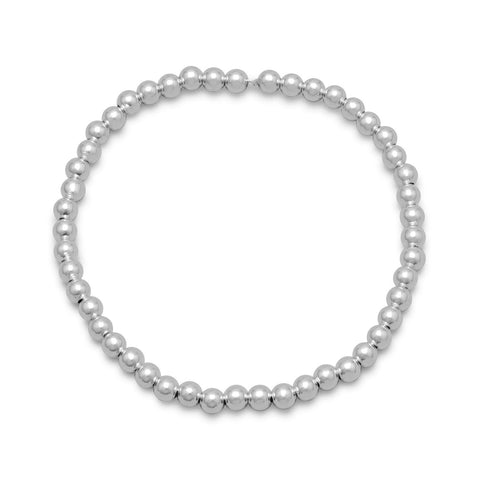 7" 4mm Sterling Silver Bead Stretch Bracelet