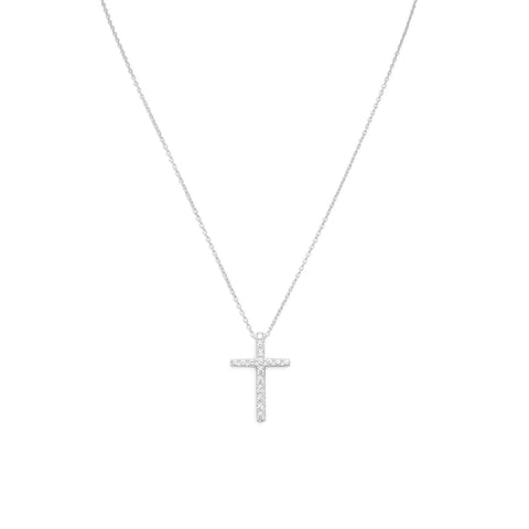 16" CZ Cross Necklace