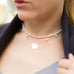 16" ID Tag Necklace with White Cultured Freshwater Pearl - Matador Diamond