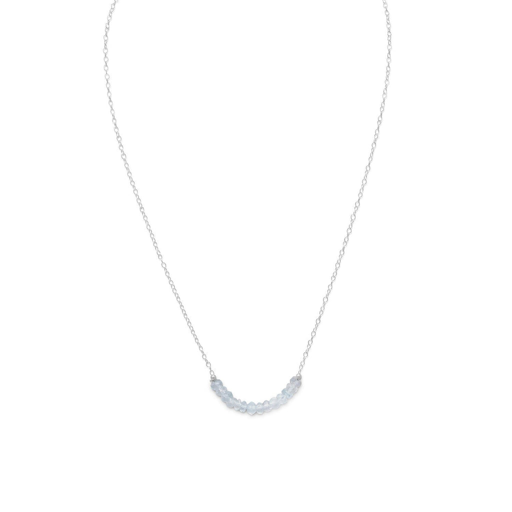 Faceted Aquamarine Bead Necklace - March Birthstone