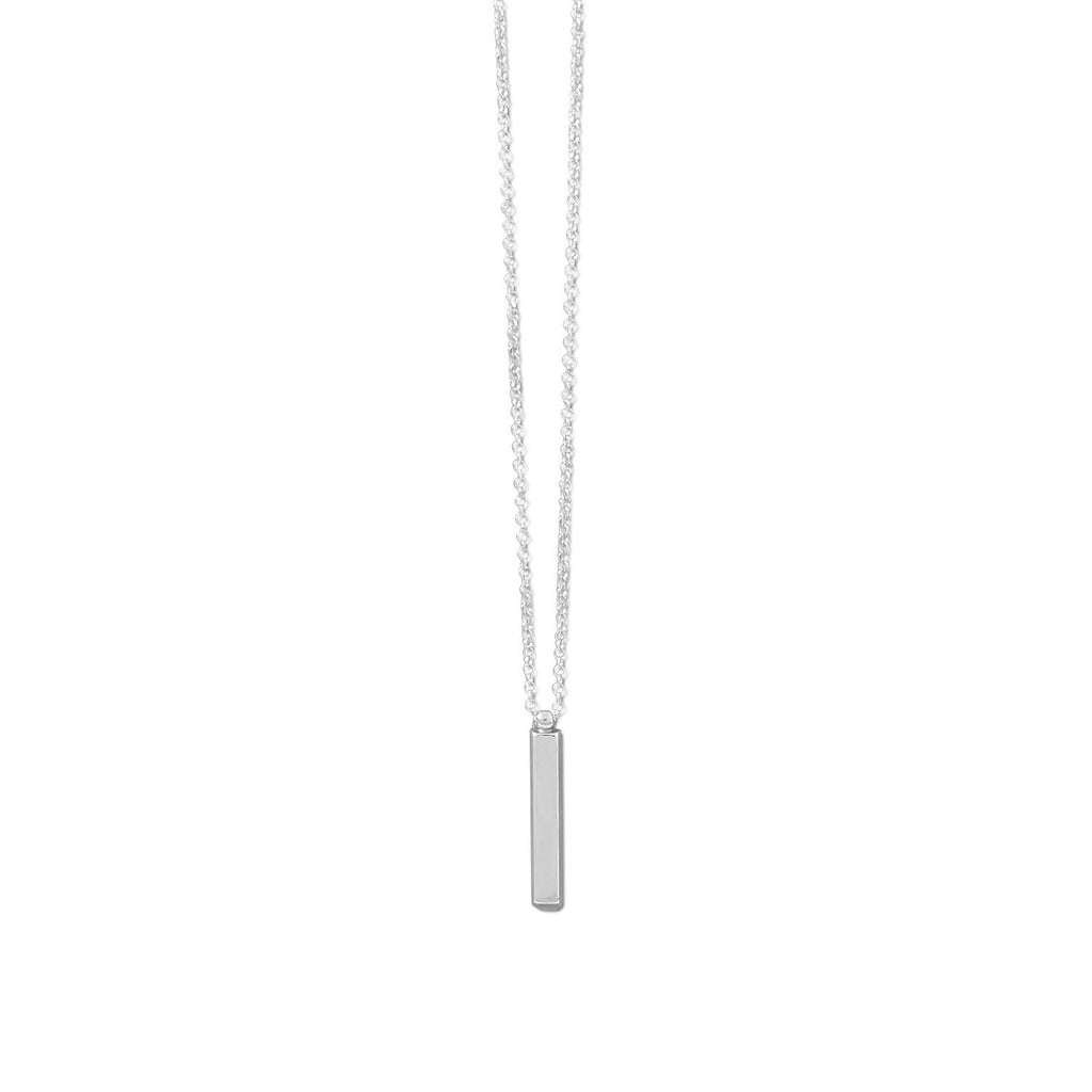 18" Sterling Silver Drop Bar Necklace