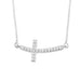 Rhodium Plated Sideways Cross Necklace with Diamonds - Matador Diamond