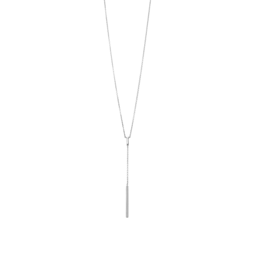 Rhodium Plated Bar Drop Necklace