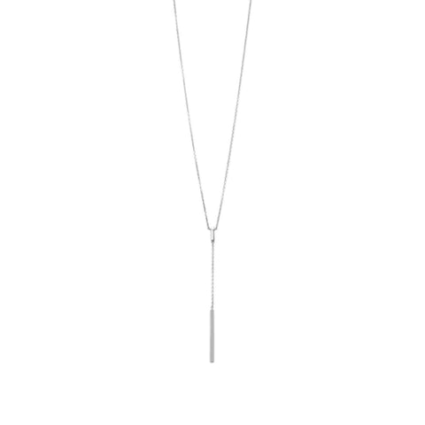 Rhodium Plated Bar Drop Necklace