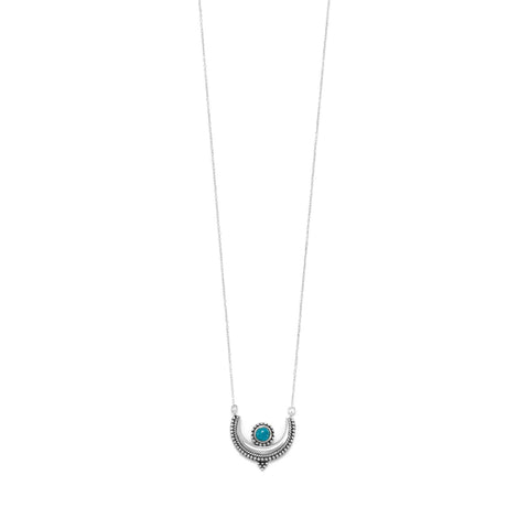 18" Oxidized Turquoise Crescent Necklace