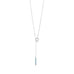 Rhodium Plated Nano Turquoise CZ Drop Lariat Necklace