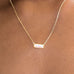 14 Karat Gold Plated Mini Synthetic Pink Opal Bar Necklace