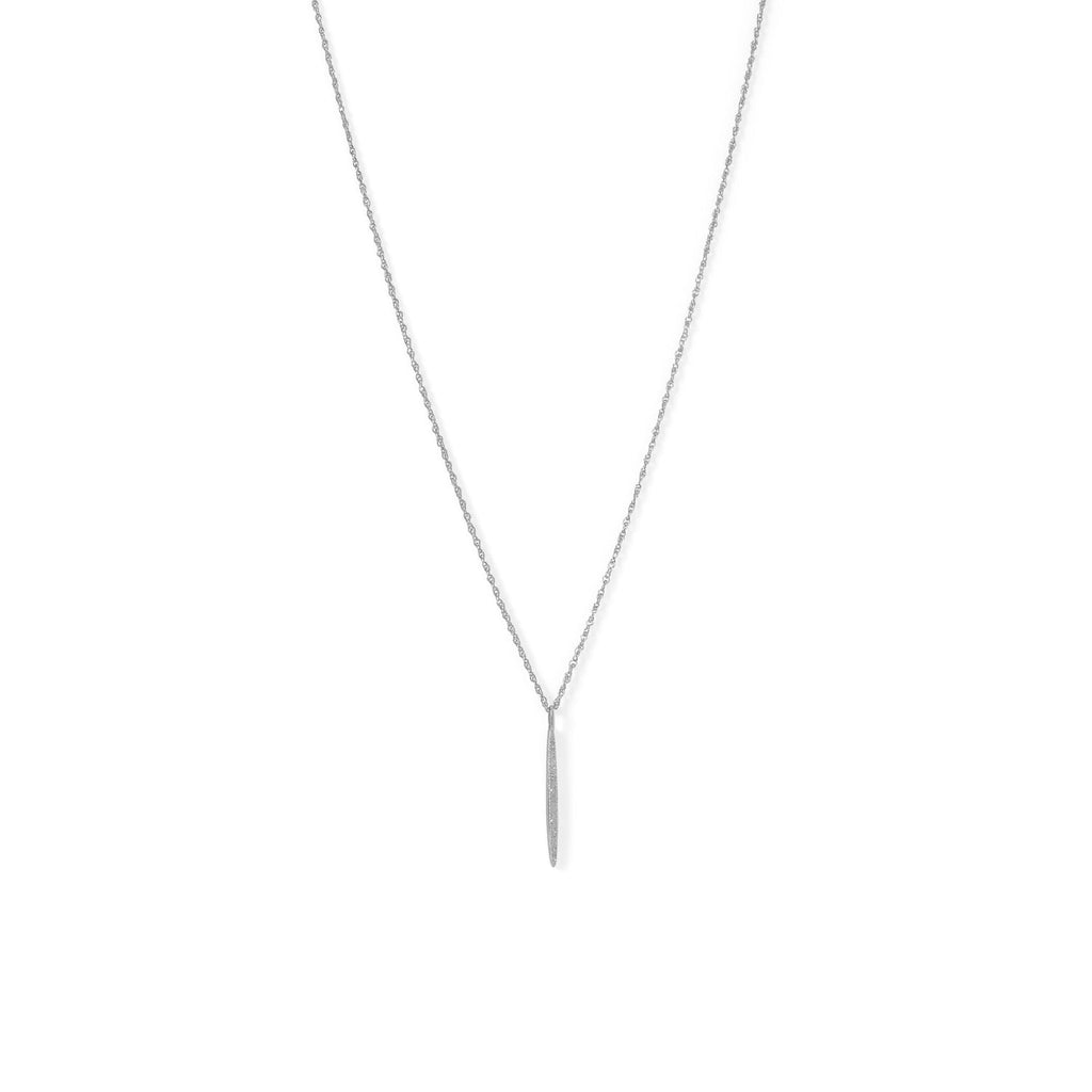 Rhodium Plated Vertical Bar Necklace with Diamonds