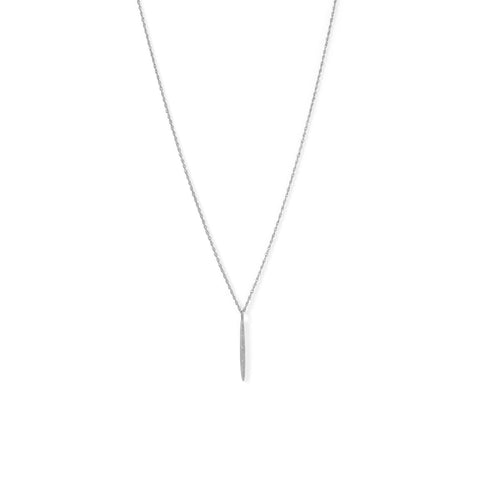 Rhodium Plated Vertical Bar Necklace with Diamonds