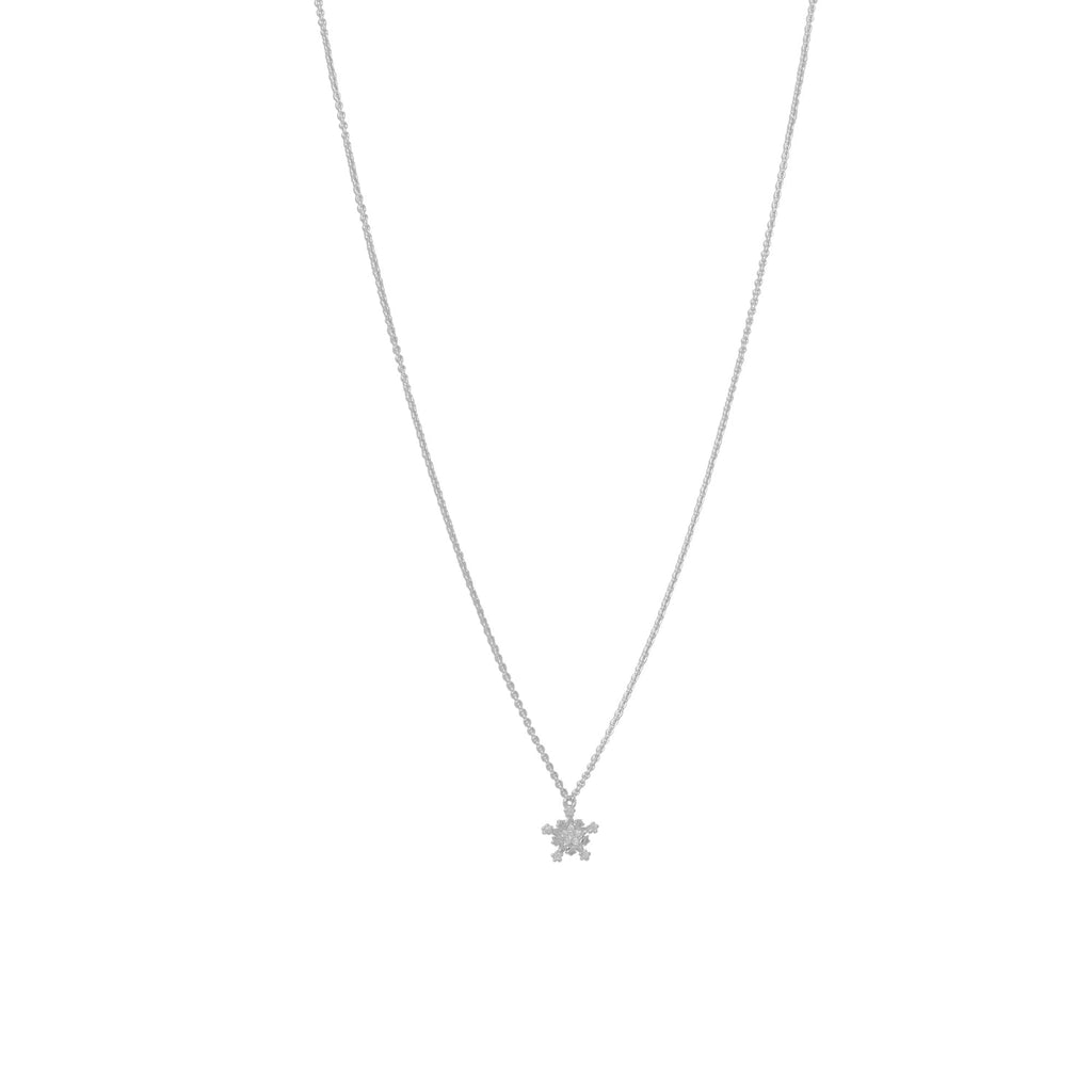 Rhodium Plated Tiny Snowflake CZ Necklace