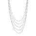 Rhodium Plated Five Strand Satellite Chain Necklace