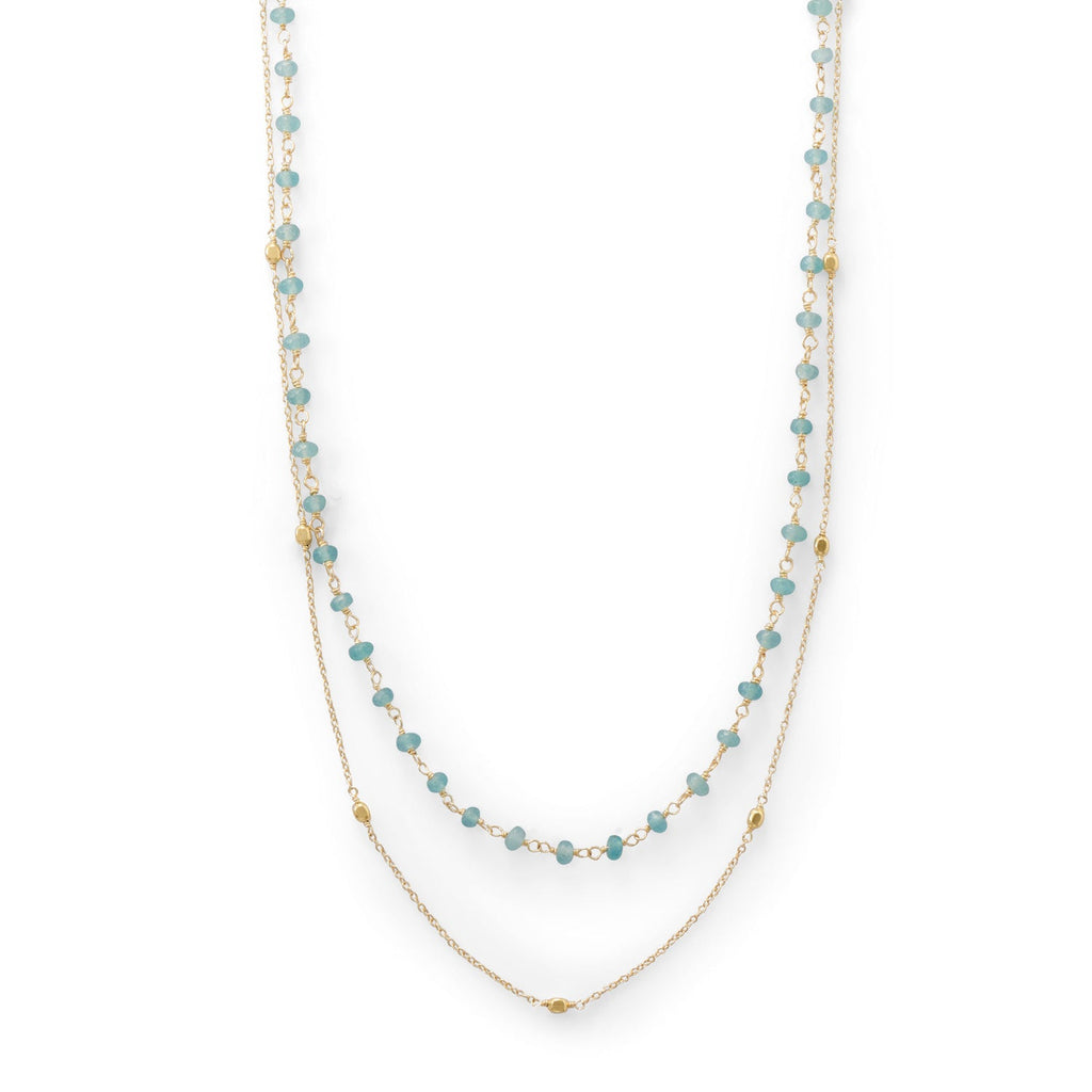 Two Strand 14 Karat Gold Plated Apatite Necklace