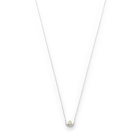 CZ Crescent and Synthetic Opal Necklace