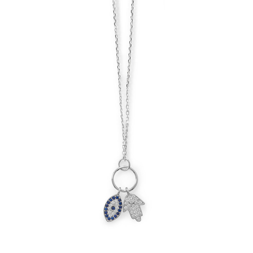 Hamsa and Evil Eye CZ Necklace