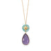 32" 14 Karat Gold Plated Amethyst and Amazonite Necklace - Matador Diamond