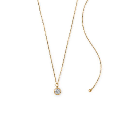 Adjustable 22" 14/20 Gold-Filled CZ Drop Necklace