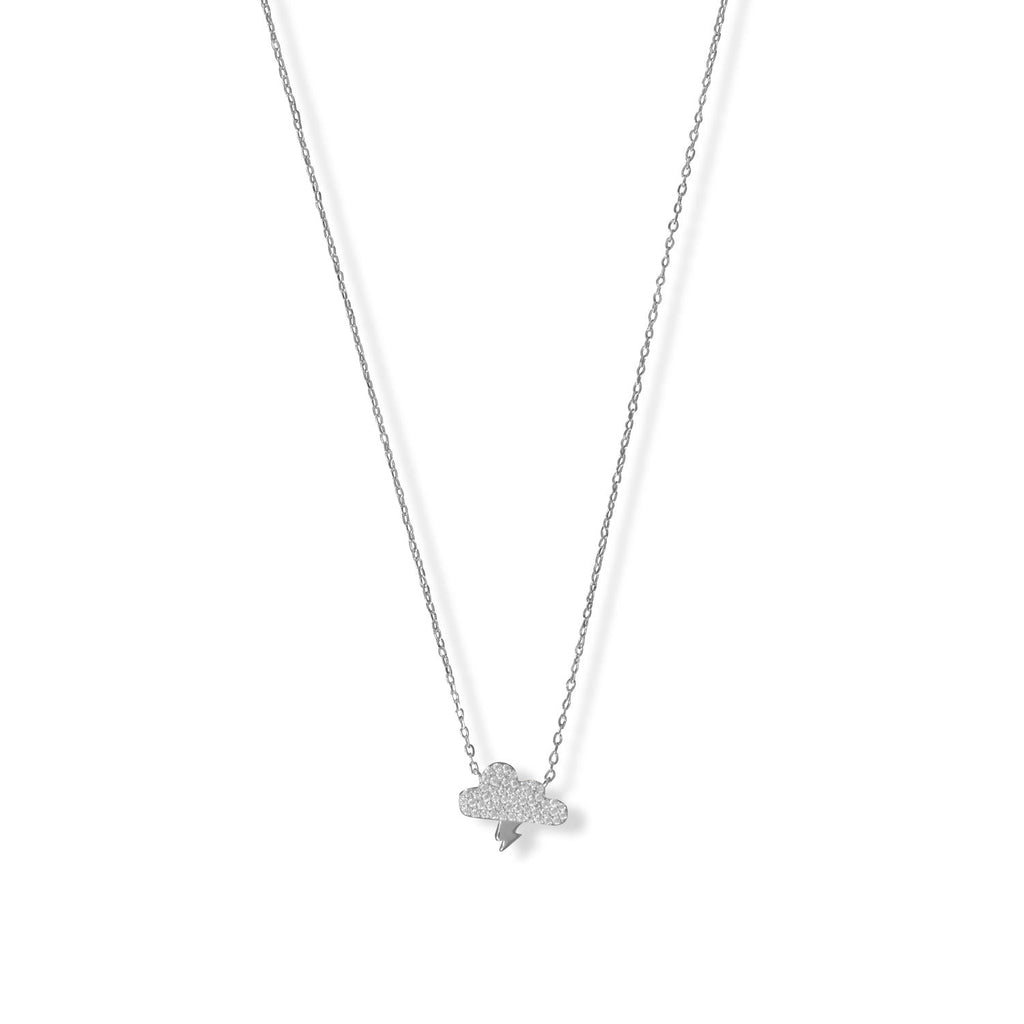 15" + 2" Rhodium Plated CZ Storm Cloud Necklace