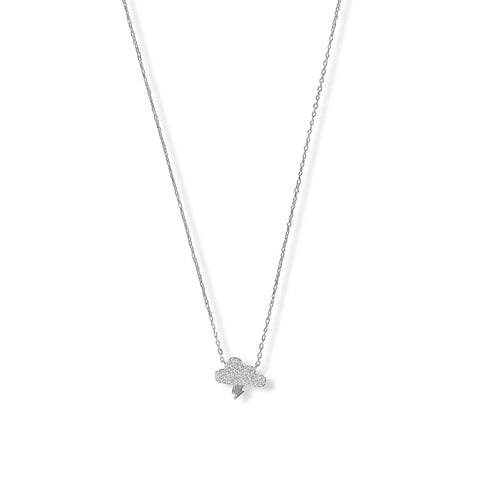 15" + 2" Rhodium Plated CZ Storm Cloud Necklace