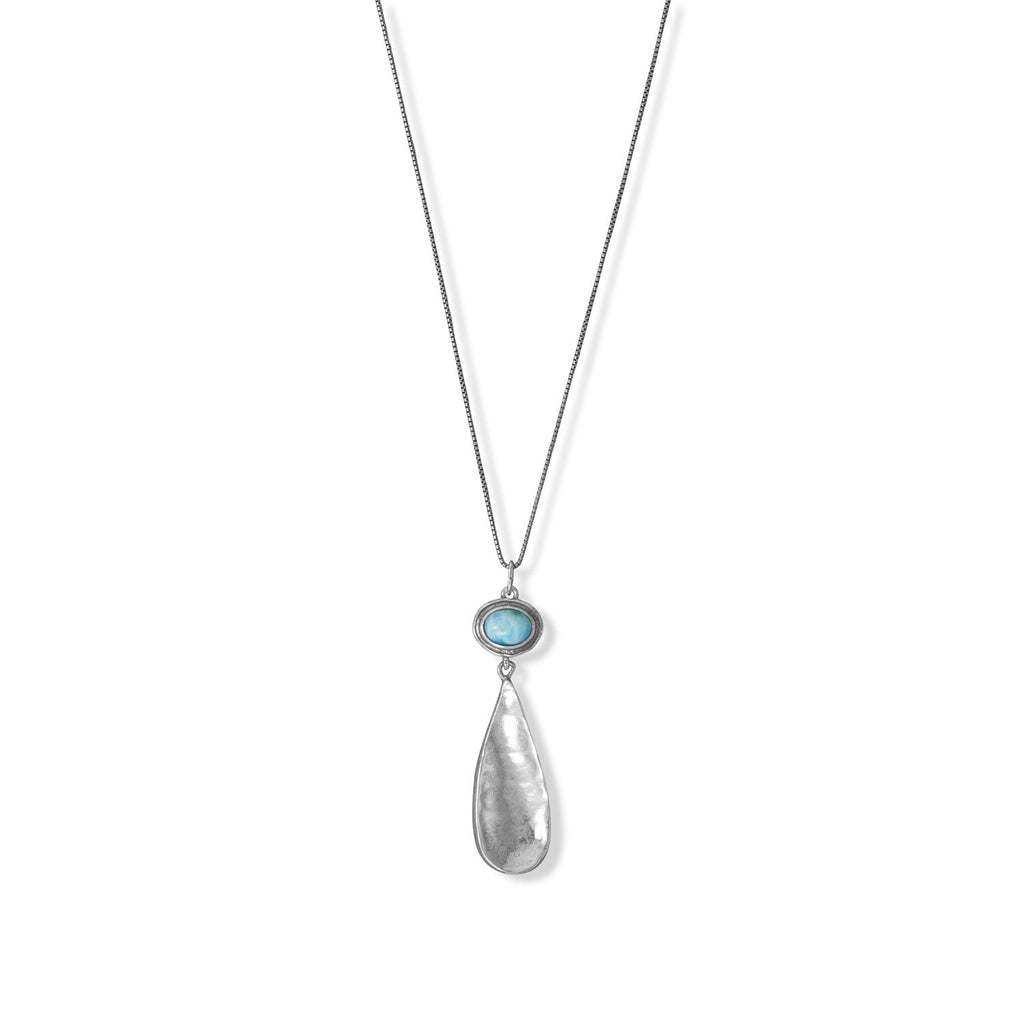 18" Larimar with Pear Drop Necklace