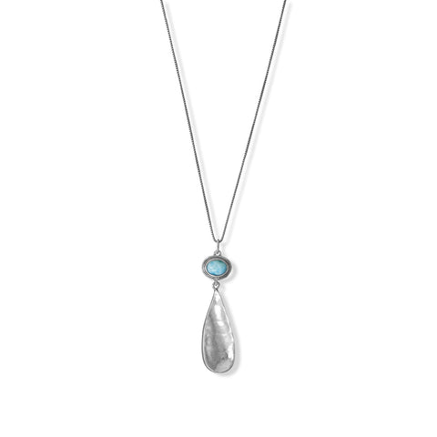 18" Larimar with Pear Drop Necklace