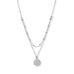 16"/18" + 2" Rhodium Plated 2 Row Engravable Disk Necklace