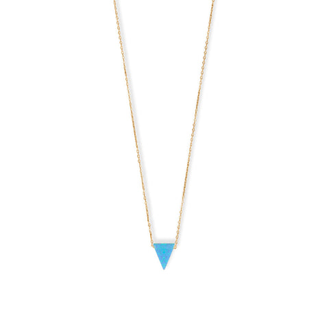 16" + 2" 14 Karat Gold Plated Synthetic Opal Triangle Necklace