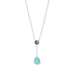 16" + 2" Rhodium Plated Black Mother of Pearl and Turquoise Drop Necklace