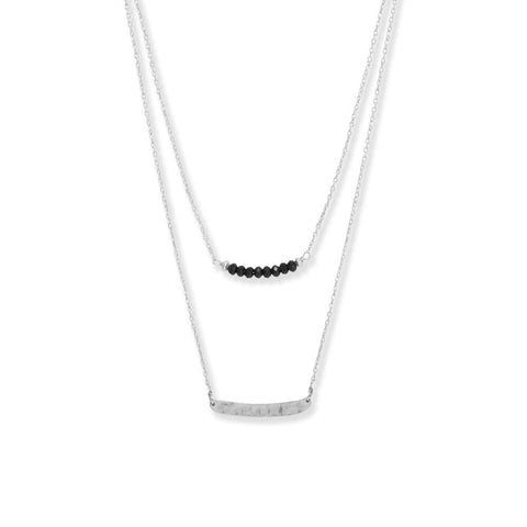 16" Double Strand Black Onyx and Curved Bar Necklace