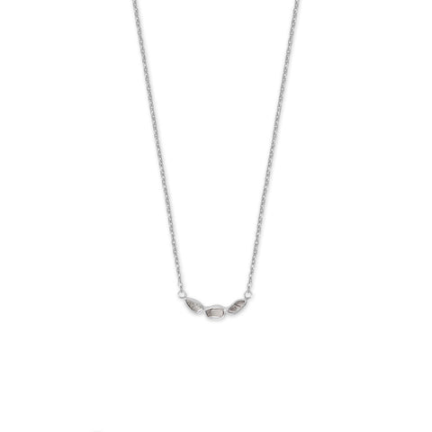 16" + 2" Rhodium Plated Polki Diamond Necklace