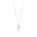 16" Birthstone and Ornate Cross Charm Necklace (All Months)