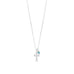 16" Birthstone and Ornate Cross Charm Necklace (All Months)