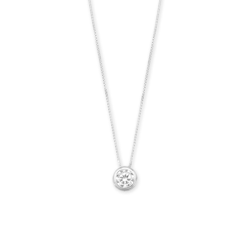 7mm Bezel Set CZ Floating Slide Necklace