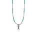 18" Turquoise Heshi, Oxidized Bead and Squash Blossom Necklace