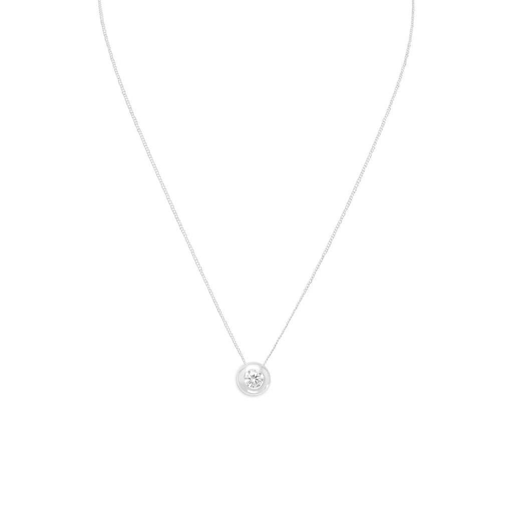 16" Floating 6mm Bezel Set CZ Necklace