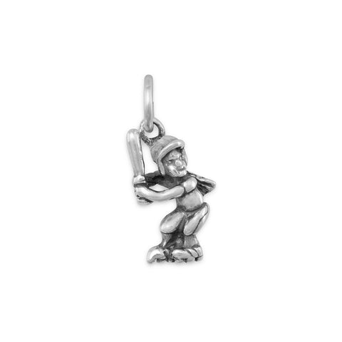 Oxidized 3D Girl Softball Player Charm