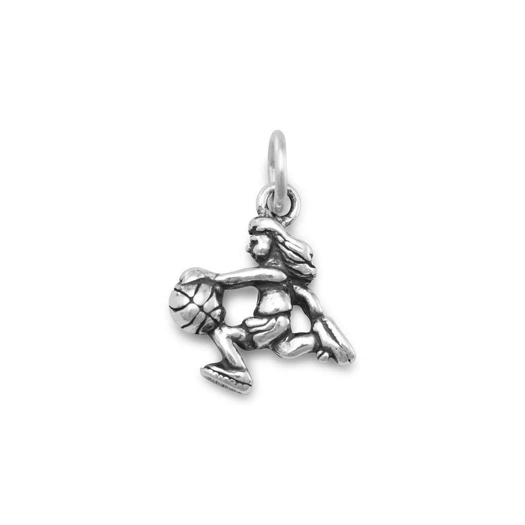 Oxidized 3D Girl Basketball Player Charm