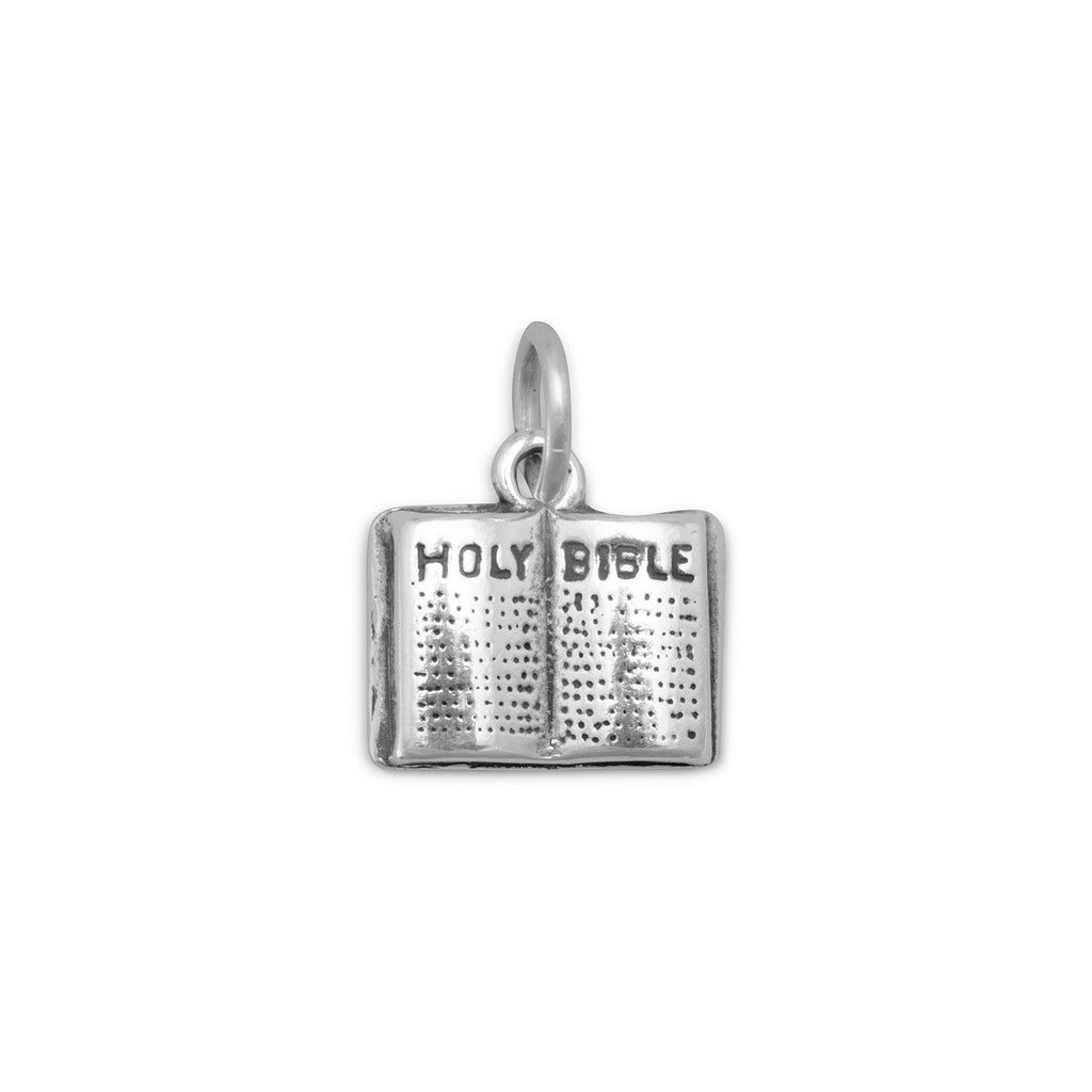 Oxidized 3D Holy Bible Charm